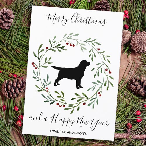 Black Labrador Elegant Dog Merry Christmas Holiday Card