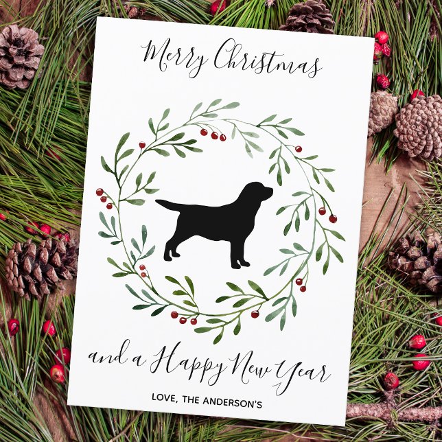 Black Labrador Elegant Dog Merry Christmas Holiday Card (Creator Uploaded)