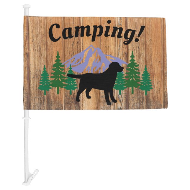 Black Labrador Evergreen Trees Camping Flag (Front)