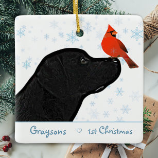 Black Labrador First Christmas Puppy Cute Dog Ceramic Ornament