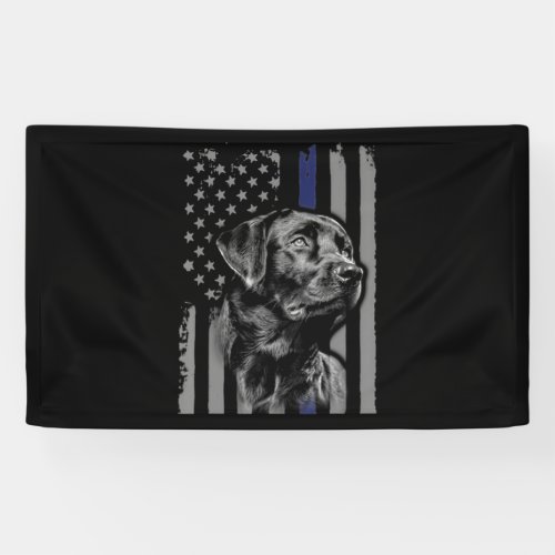 Black Labrador _ Flag American Thin Blue Line USA Banner