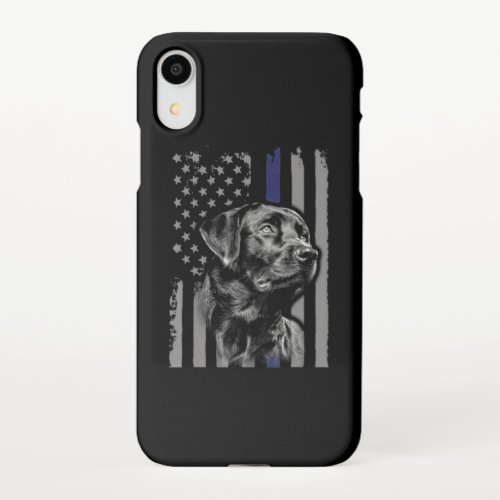 Black Labrador _ Flag American Thin Blue Line USA iPhone XR Case