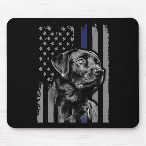 Black Labrador _ Flag American Thin Blue Line USA Mouse Pad