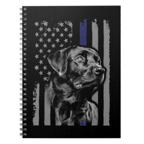 Black Labrador _ Flag American Thin Blue Line USA Notebook