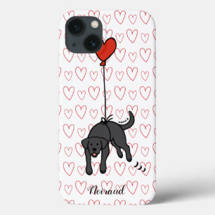 Black Labrador Floral Heart iPhone 13 Case