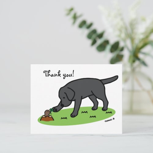 Black Labrador Friendly Thank You Postcard