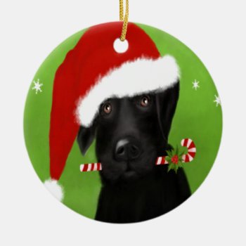 Black Labrador -funny Christmas Dog Ceramic Ornament by SannelDesign at Zazzle