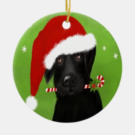 Black Labrador -funny Christmas Dog Ceramic Ornament