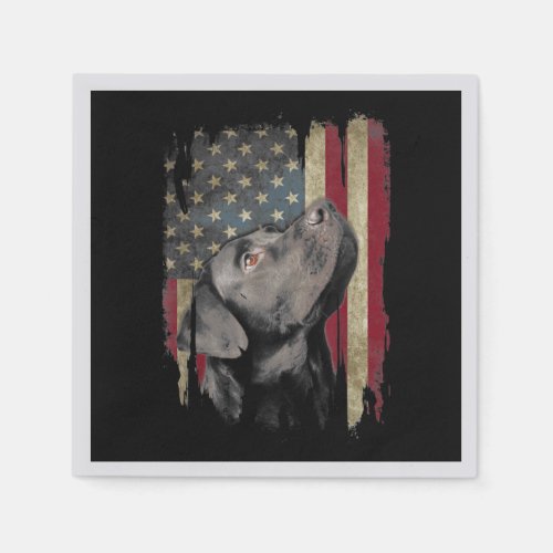 Black Labrador Gift USA Flag Lab Owner Duck Hunter Napkins