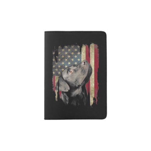 Black Labrador Gift USA Flag Lab Owner Duck Hunter Passport Holder