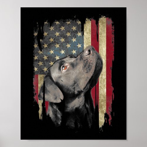 Black Labrador Gift USA Flag Lab Owner Duck Hunter Poster