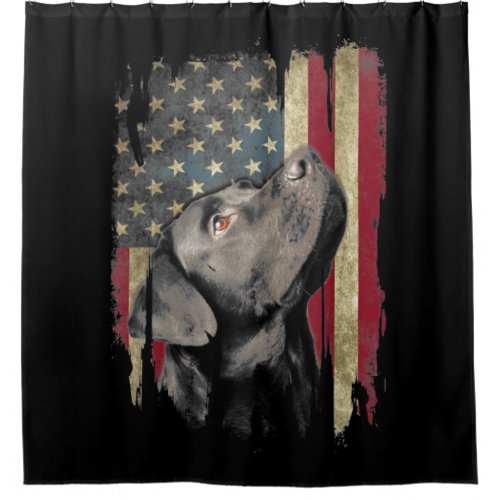 Black Labrador Gift USA Flag Lab Owner Duck Hunter Shower Curtain