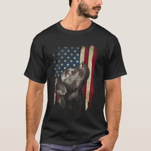 Black Labrador Gift USA Flag Lab Owner Duck Hunter T_Shirt