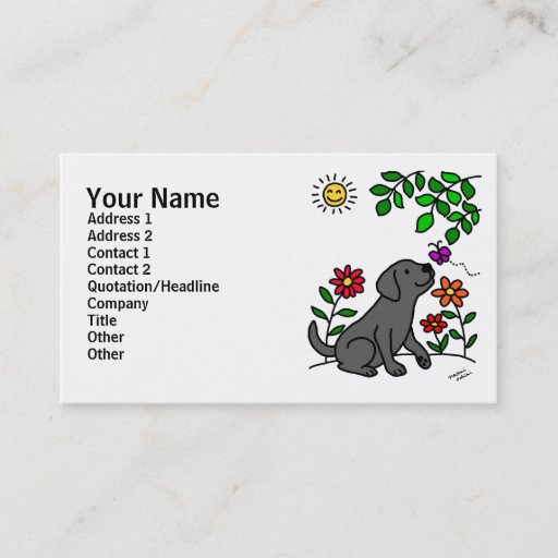 Customizable Black Labrador &amp; Green Business Cards
