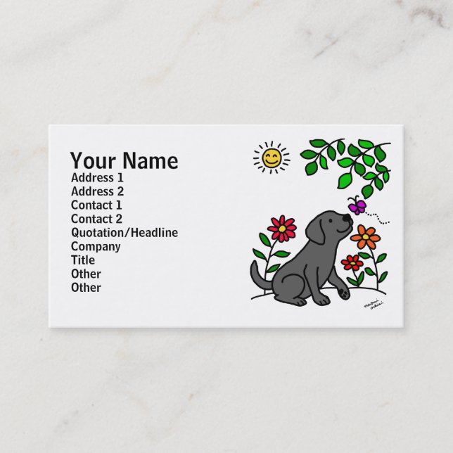 Black Labrador & Green Business Card (Front)