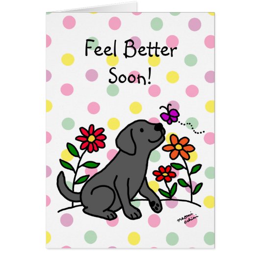 Black Labrador & Green Cartoon Cards (Front)