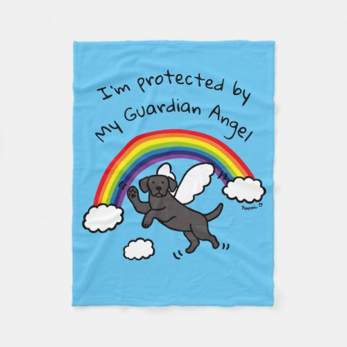 Black Labrador Guardian Angel Rainbow Bridge Fleece Blanket