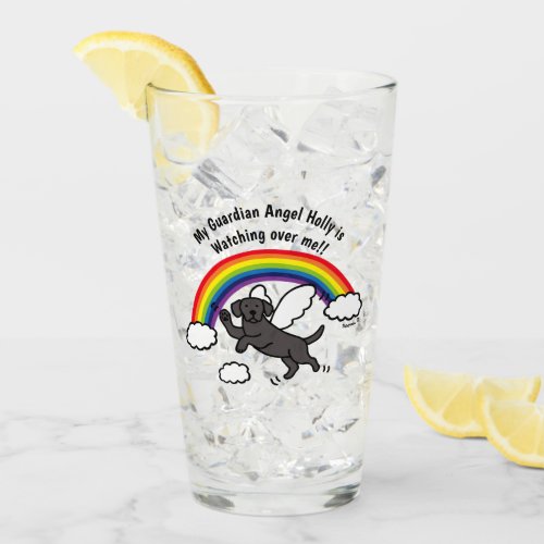 Black Labrador Guardian Angel Rainbow Bridge Glass