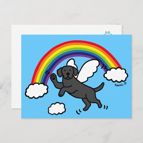 Black Labrador Guardian Angel Rainbow Bridge Postcard