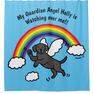 Black Labrador Guardian Angel (Rainbow Bridge) Shower Curtain