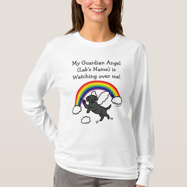 Black Labrador Guardian Angel (Rainbow Bridge) T-Shirt (Front)