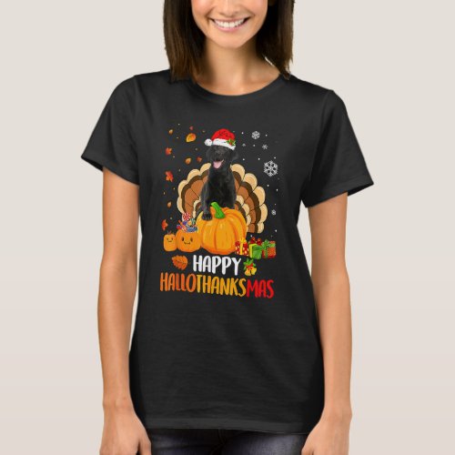 Black Labrador Halloween Christmas Xmas Happy Hall T_Shirt
