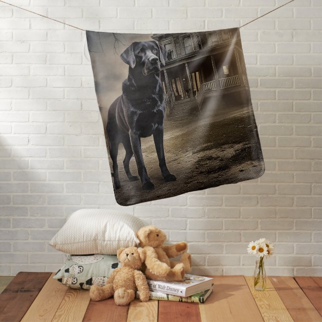 Black Labrador Halloween Scary Baby Blanket (In Situ)