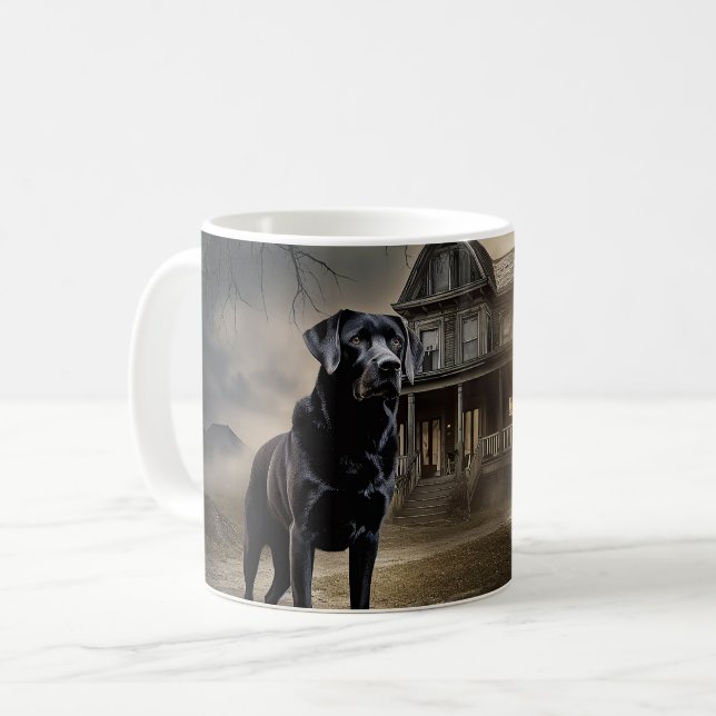 Black Labrador Halloween Scary Coffee Mug (Front Left)