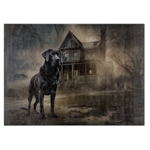 Black Labrador Halloween Scary Cutting Board