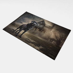 Black Labrador Halloween Scary Doormat