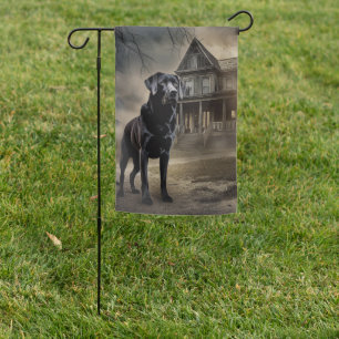Black Labrador Halloween Scary Garden Flag