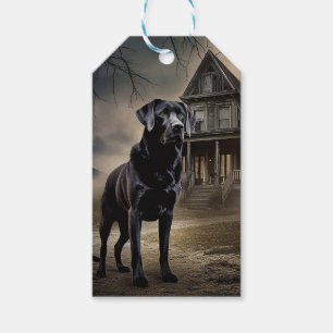 Black Labrador Halloween Scary Gift Tags