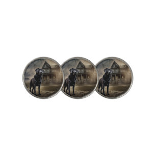 Black Labrador Halloween Scary Golf Ball Marker