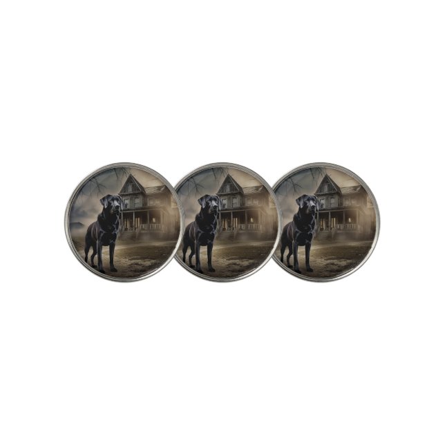 Black Labrador Halloween Scary Golf Ball Marker (3 Up)