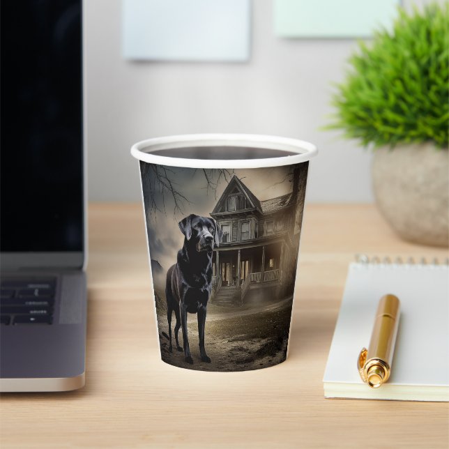 Black Labrador Halloween Scary Paper Cups (Insitu)