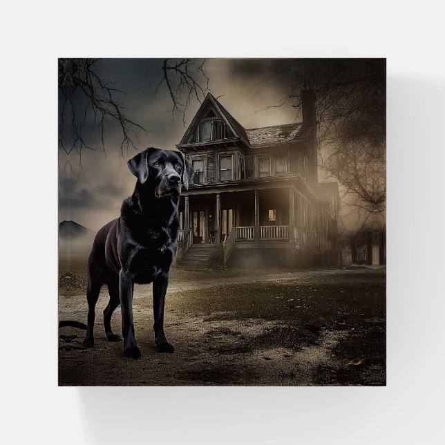 Black Labrador Halloween Scary Paperweight (Front)