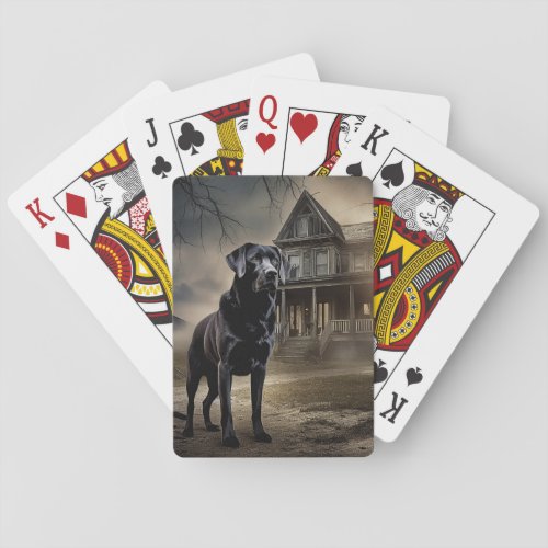 Black Labrador Halloween Scary Poker Cards