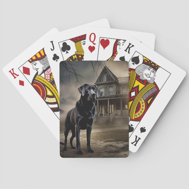 Black Labrador Halloween Scary Poker Cards (Back)