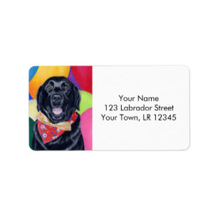 Black Labrador Happy Birthay Painting Label