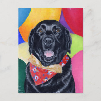 Black Labrador Happy Birthay Painting Postcard