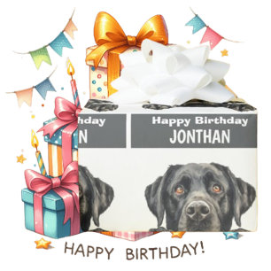 Black Labrador happy birthday cute Wrapping Paper