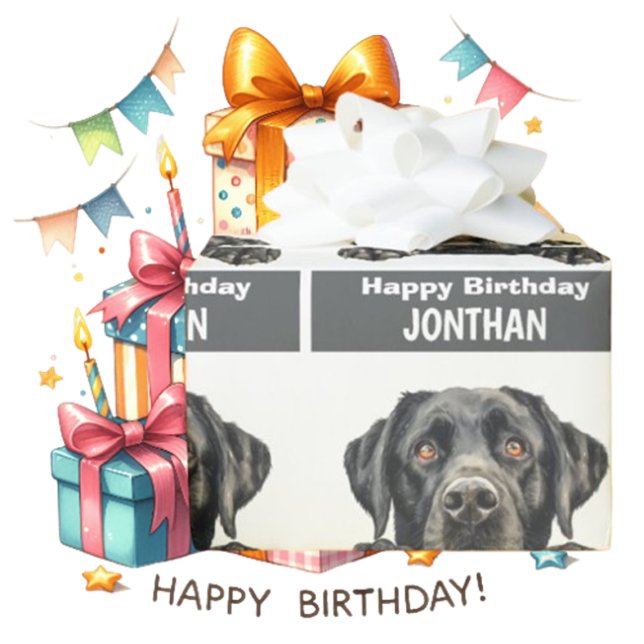 Black Labrador happy birthday cute Wrapping Paper (It’s simply perfect for any dog lover!)