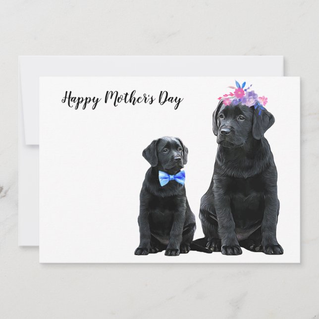 Black Labrador Happy Mother's Day - Cute Dog Puppy Holiday Card (Front)