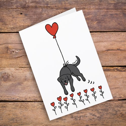 Black Labrador Heart Balloon Thank You Holiday Card