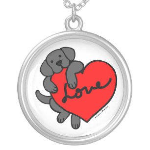 Black Labrador & Heart Cartoon necklace