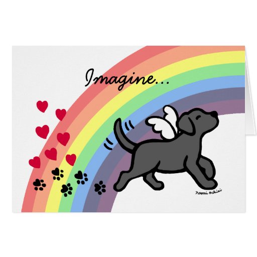 Black Labrador Hearts Rainbow Bridge Card  
