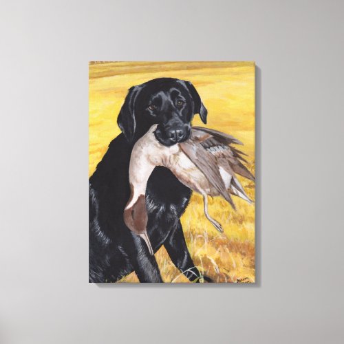 Black Labrador Hunting Dog Canvas Print
