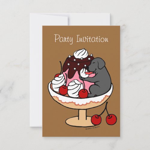 Black Labrador  Ice Cream Sundae Invitation