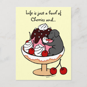 Black Labrador & Ice Cream Sundae Postcard