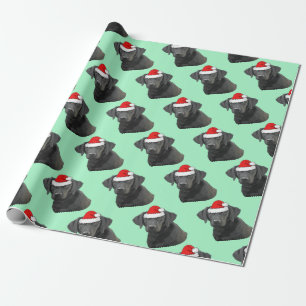 Black Labrador in a Santa Hat Coffee Wrapping Paper